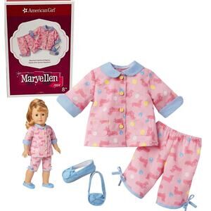 NEW American Girl Doll Maryellen DACHSHUND PUPPY DOG PAJAMAS Top Pants Slippers